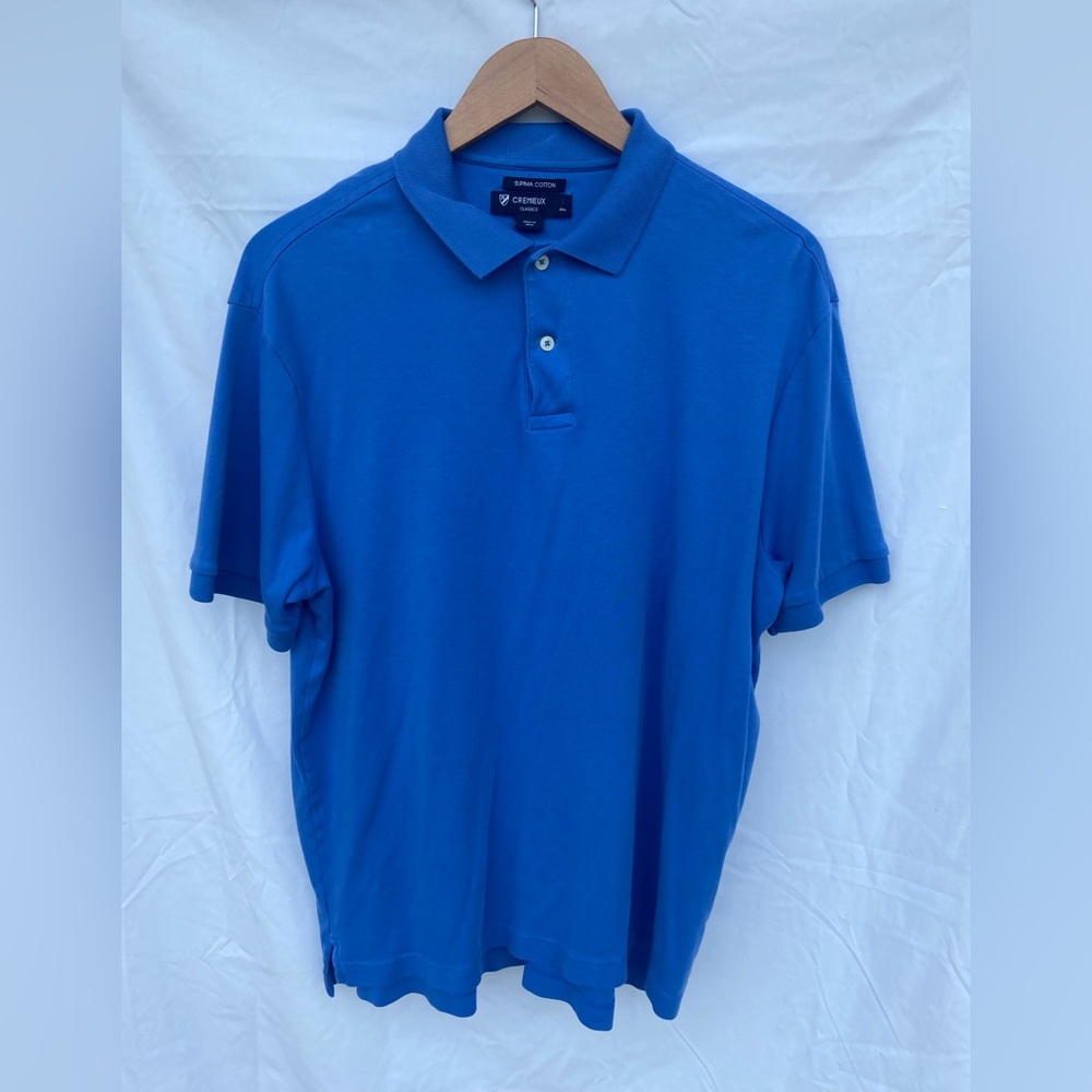 Cremieux Supima Cotton Blue Short Sleeve Polo Shirt Large